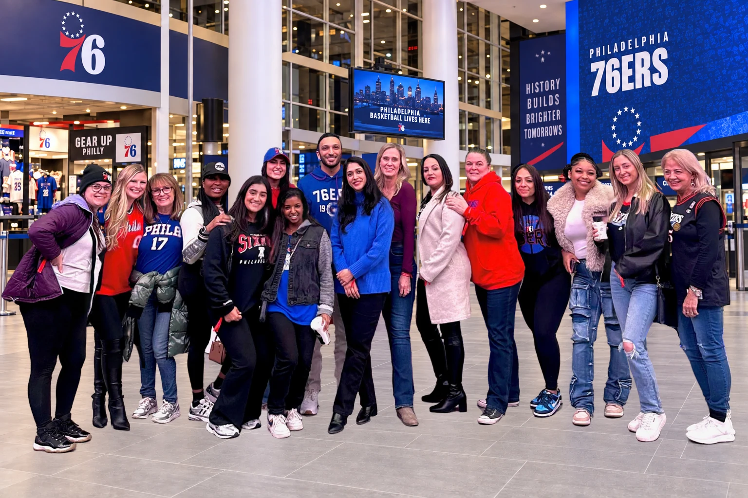 Premier Dental's Bordentown team at the Philadelphia 76ers arena